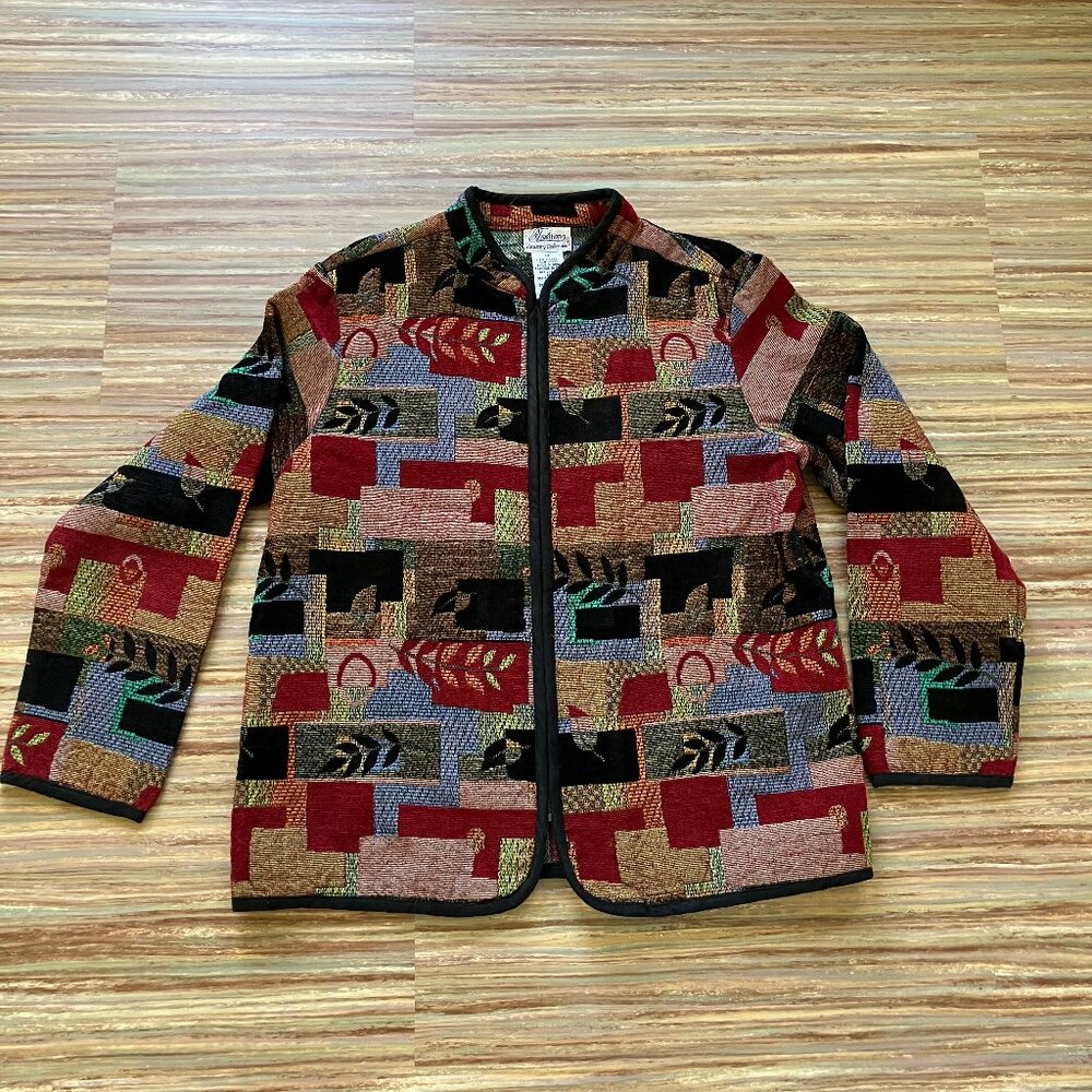 Textured Chenille Coat Patchwork Tapestry Jacket Tradition Country Collection - Picture 2 of 6